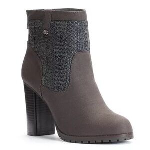 Juicy Contour Cable Knit High Heel Sweater Ankle Boots Gray 7.5